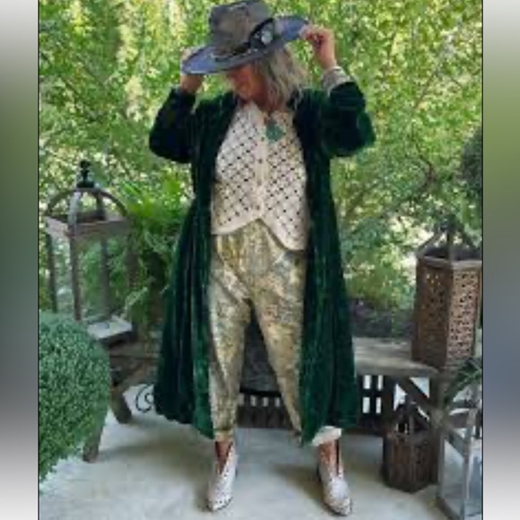 JADED GYPSY SILK VELVET GREEN  DUSTER NWOT - Picture 6 of 15
